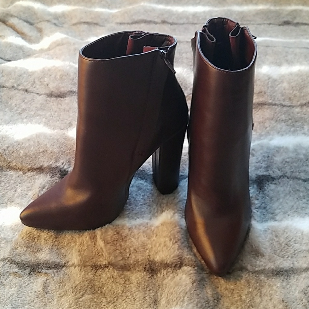 Burgundy heeled booties